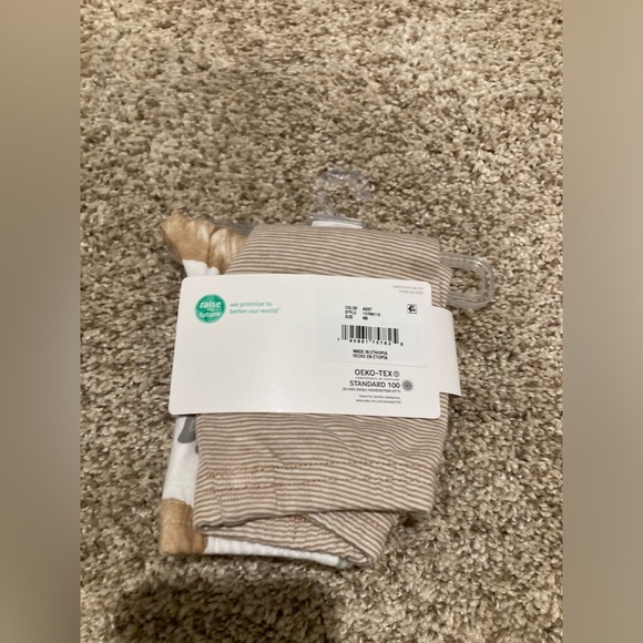 NWT carter's child of mine set of 2 pants Newborn white brown grey stripe bear - Picture 2 of 3